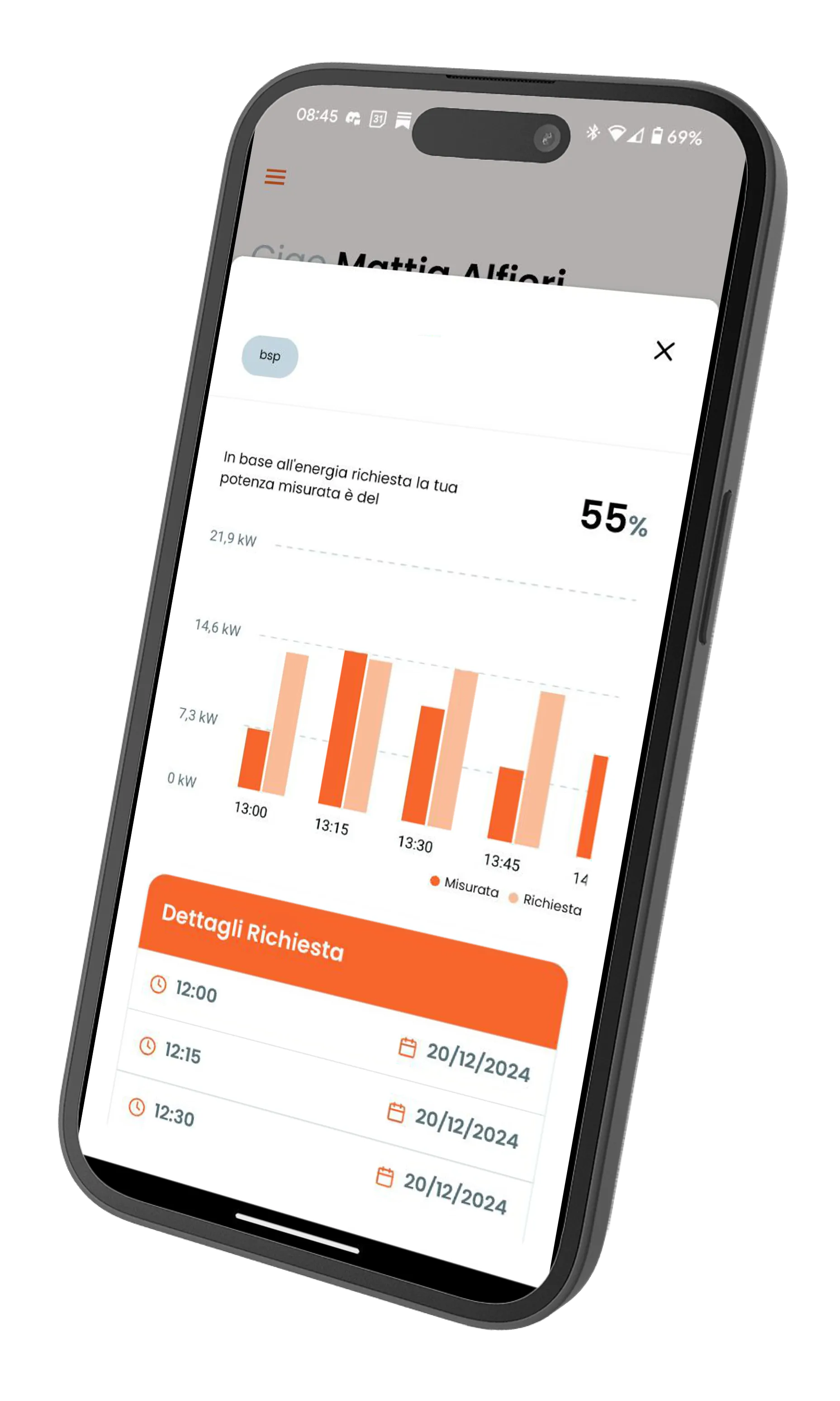 Flessibili — flexibility request on the mobile app